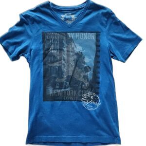 Express Men's Blue New York City Graphic V-Neck T-shirt Size XS